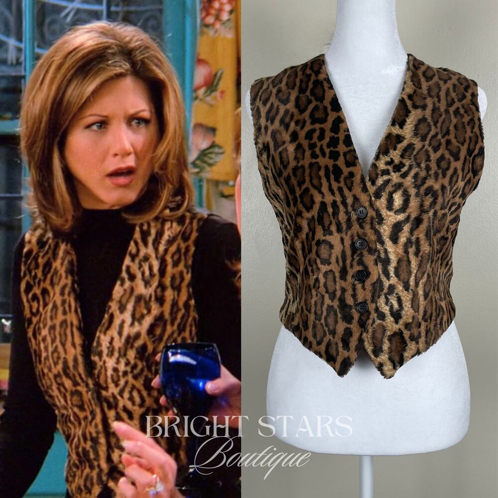Super Rare Leopard Faux Fur Vest ASO Rachel Green Friends 90s Vintage Brown
